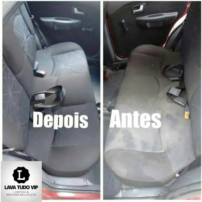 Comparação do estofado de veículo limpo e sujo