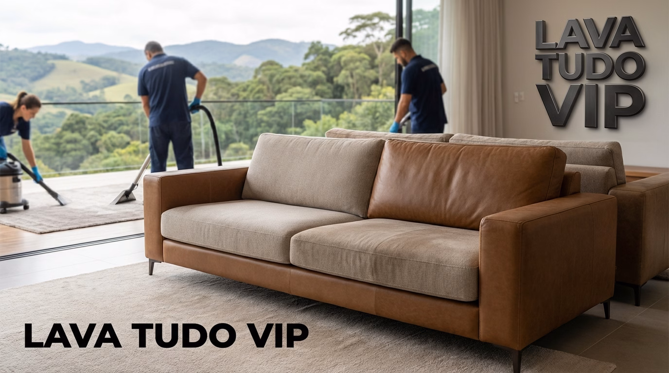 Sofá limpo de estofados em Nova Lima com serviço Lava Tudo VIP