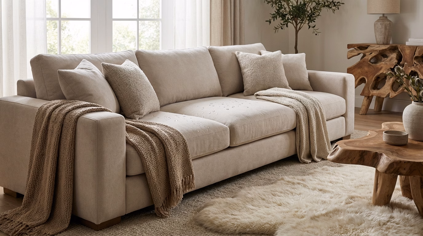 Sofá impermeabilizado em sala de estar